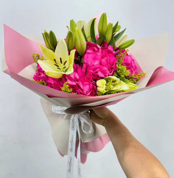 Bouquet x6 hortensias y lirios
