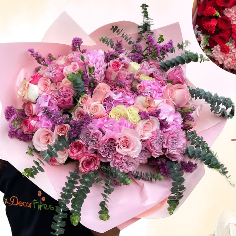Primavera: 24 rosas y hortensias