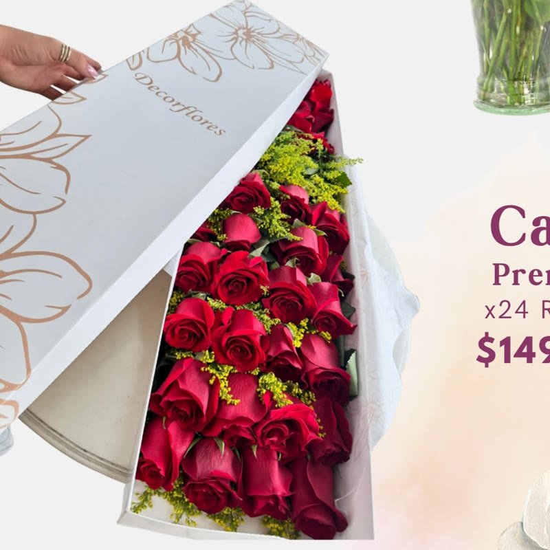 Caja Premium x24: 24 rosas en caja Decorflores