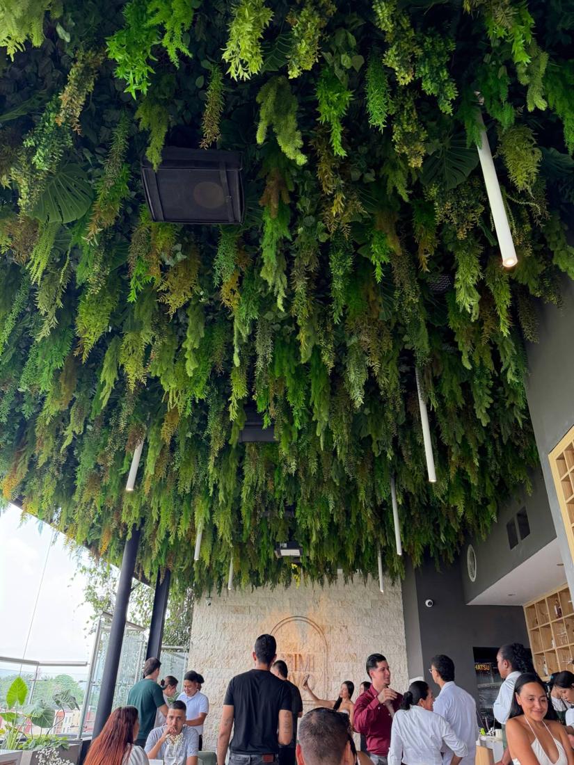 Techo verde en un restaurante